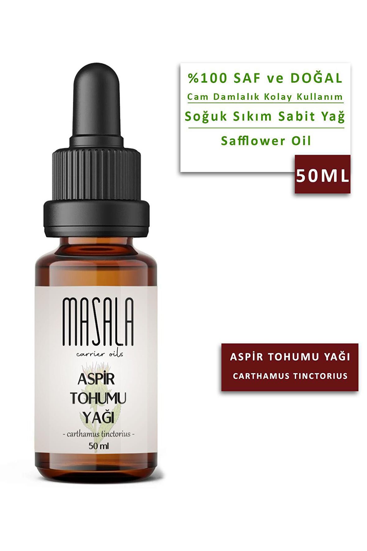 Masala Aspir Tohumu Yağı 50 ml. (Safflower Oil) 