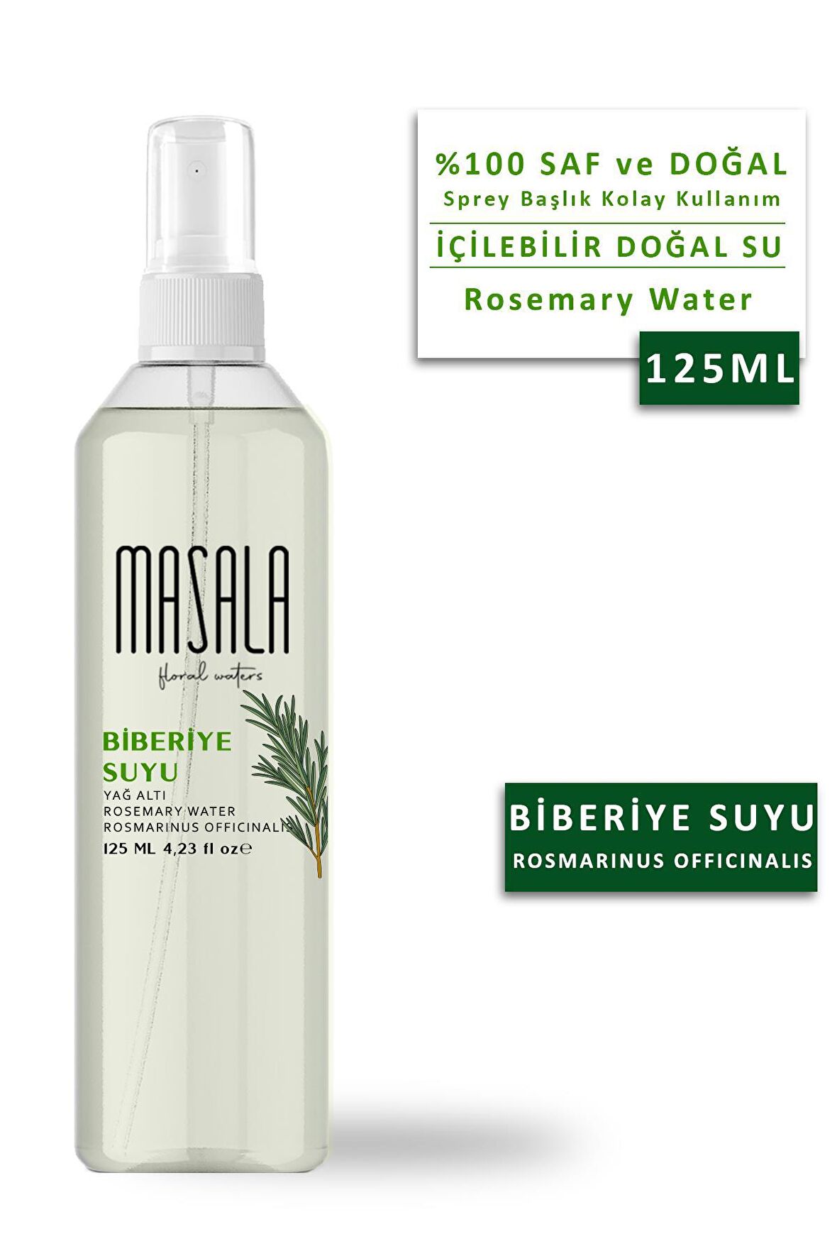 Masala Biberiye Suyu 125 ml - Rosemary Floral Water -Biberiye Suyu Sebum Ve Yağ Dengeleyici Hidrosol