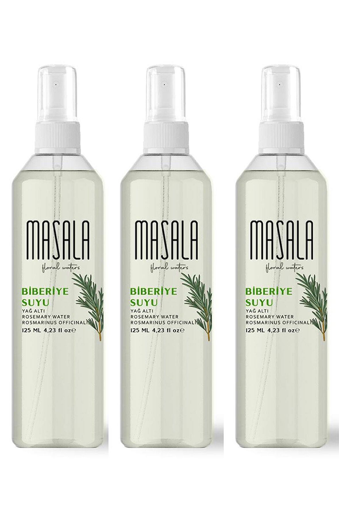 Masala Biberiye Suyu 125 ml X 3 ADET - Rosemary Floral Water -Biberiye Suyu Sebum Ve Yağ Dengeleyici Hidrosol