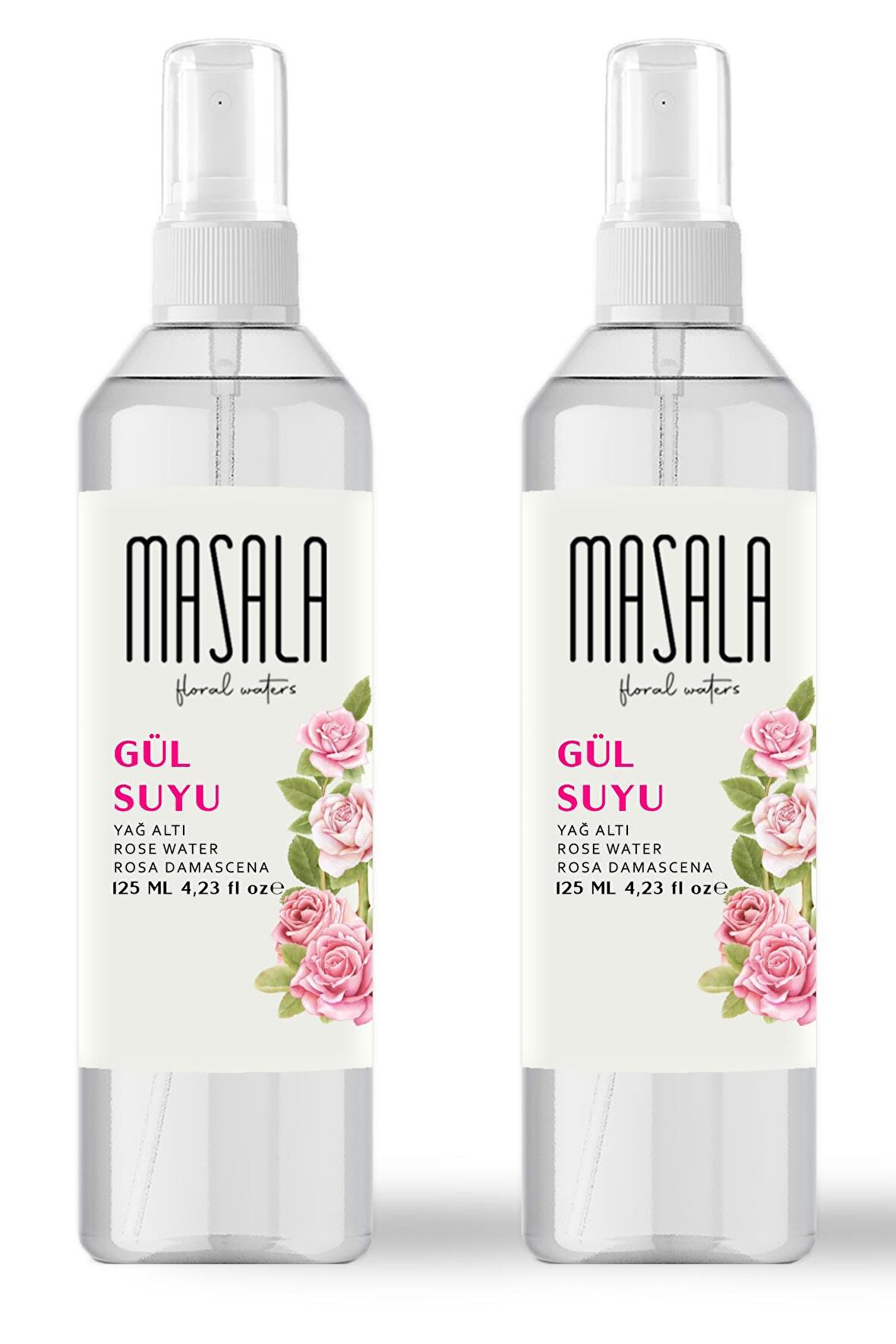 2 Adet Saf Gül Suyu 125 ml %100 Doğal Yağlı Hidrosol - Tonik Rose Floral Water Hydrosol Tonic