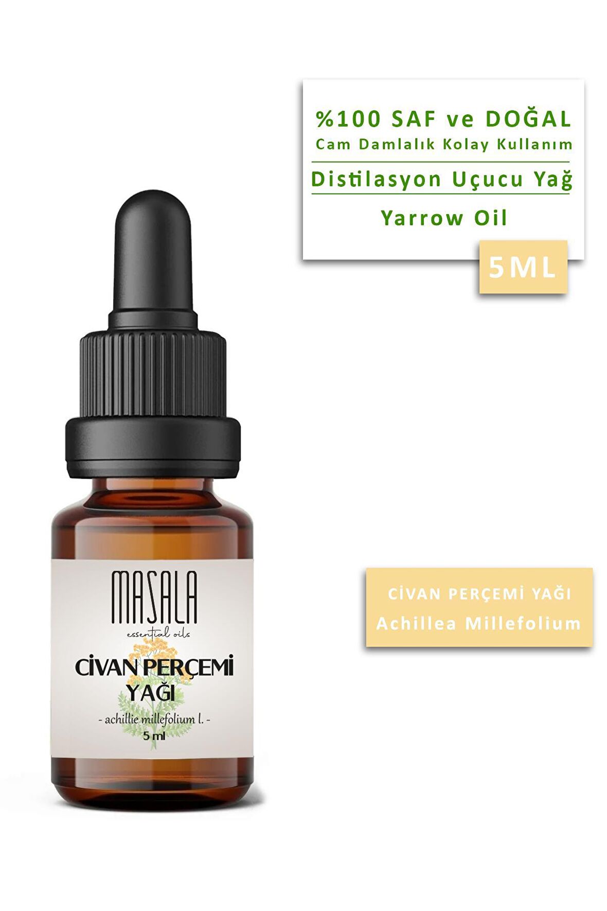 Masala Saf Civan Perçemi Yağı 5 ml. (Yarrow Essential Oil)