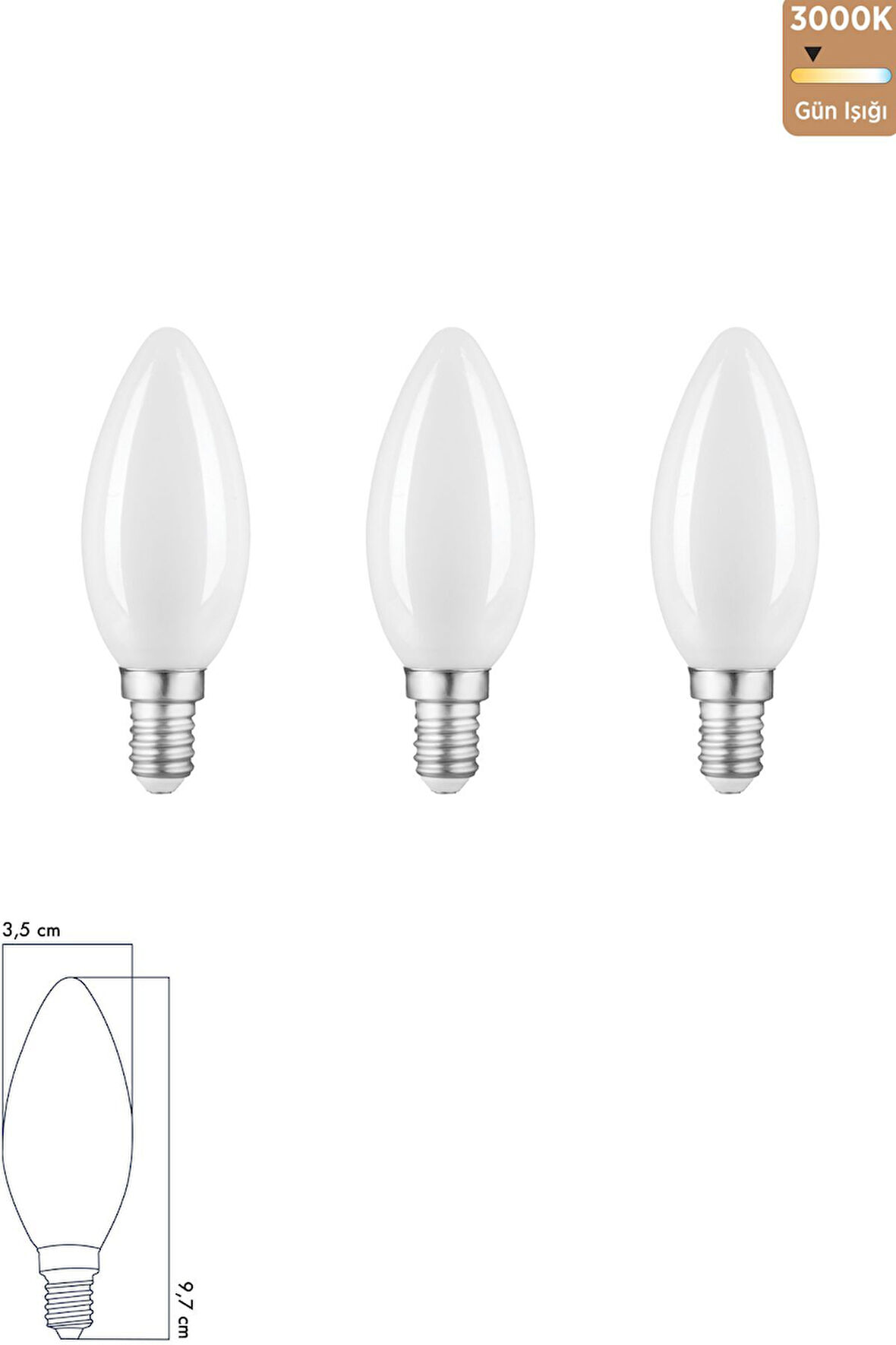 Rustik LED Ampul 6W 3000K E14 Gün Işığı 3'lü ERD-237