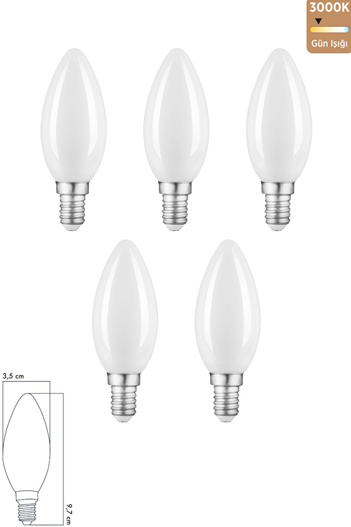 Rustik LED Ampul 6W 3000K E14 Gün Işığı 5'li ERD-237