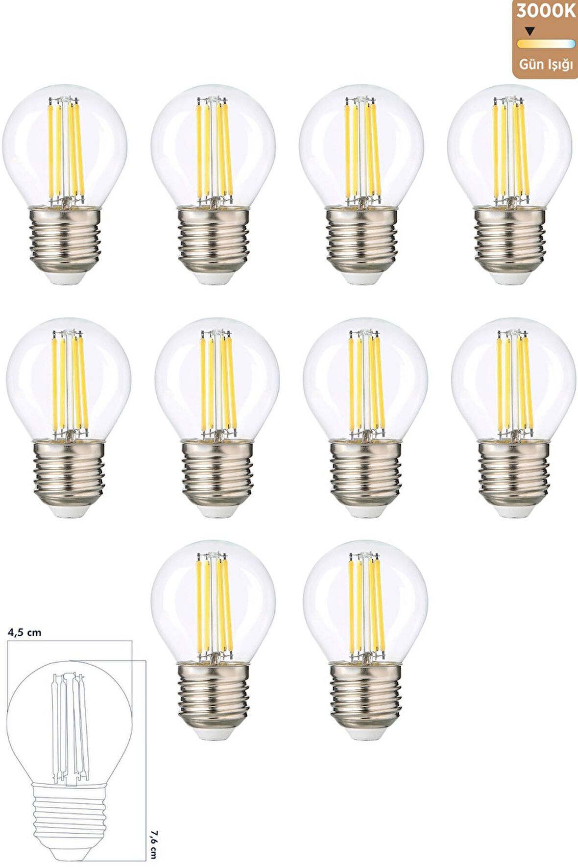 Led Ampul 6W 3000K E27 (Gün Işığı) ERD-42