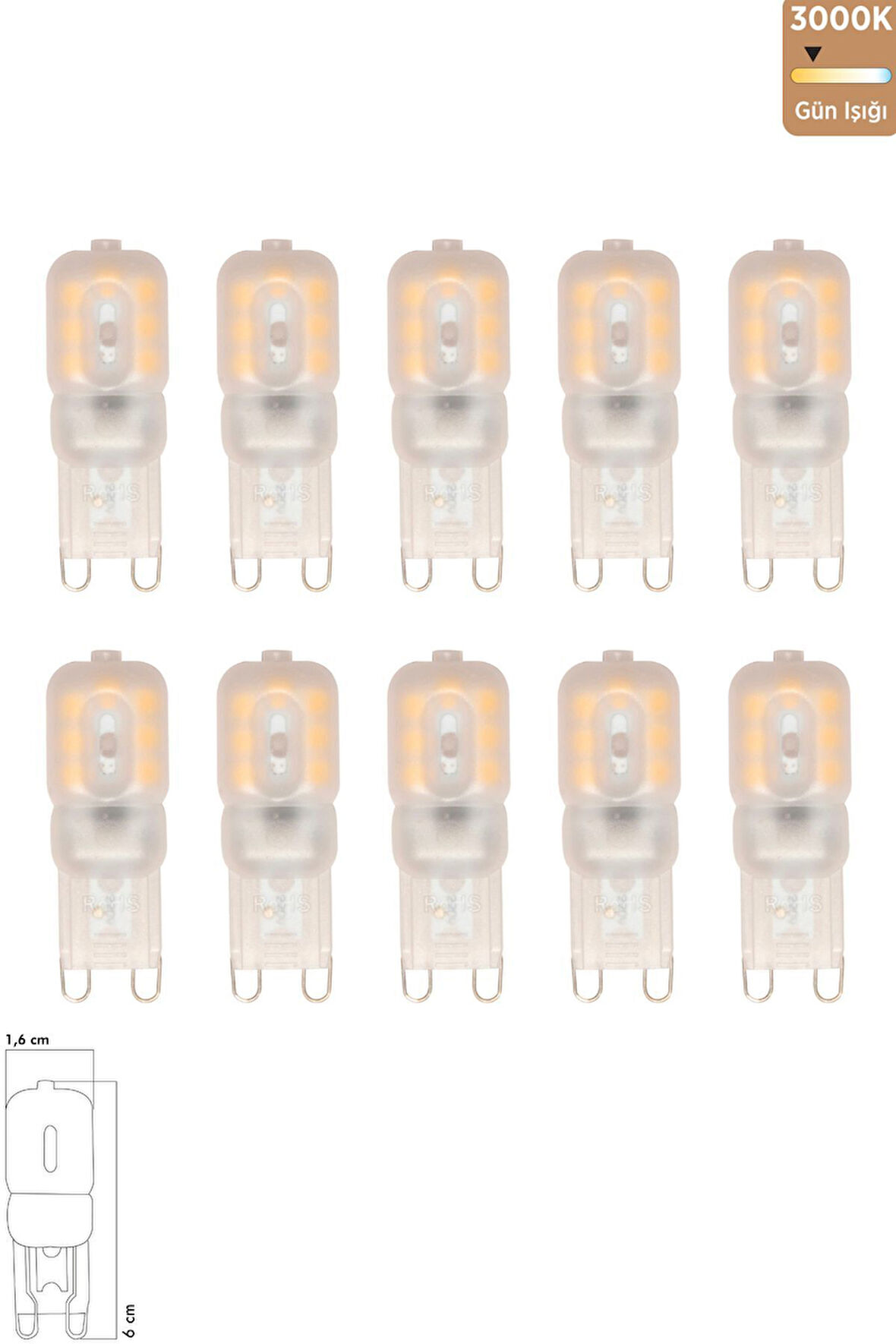 Smd LED Ampul G9 3W 3000k Gün Işığı 10'lu ERD-263