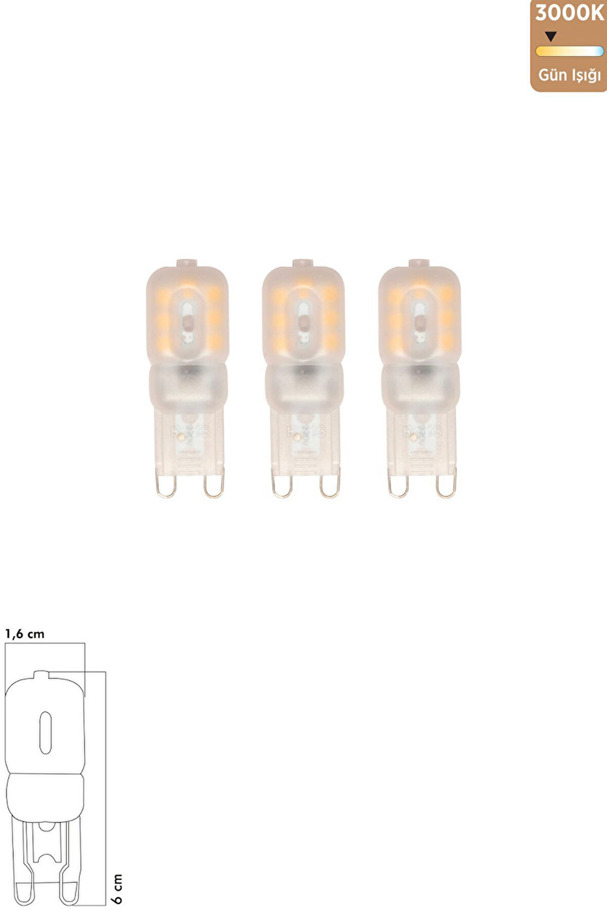 Smd LED Ampul G9 3W 3000k Gün Işığı 3'lü ERD-263