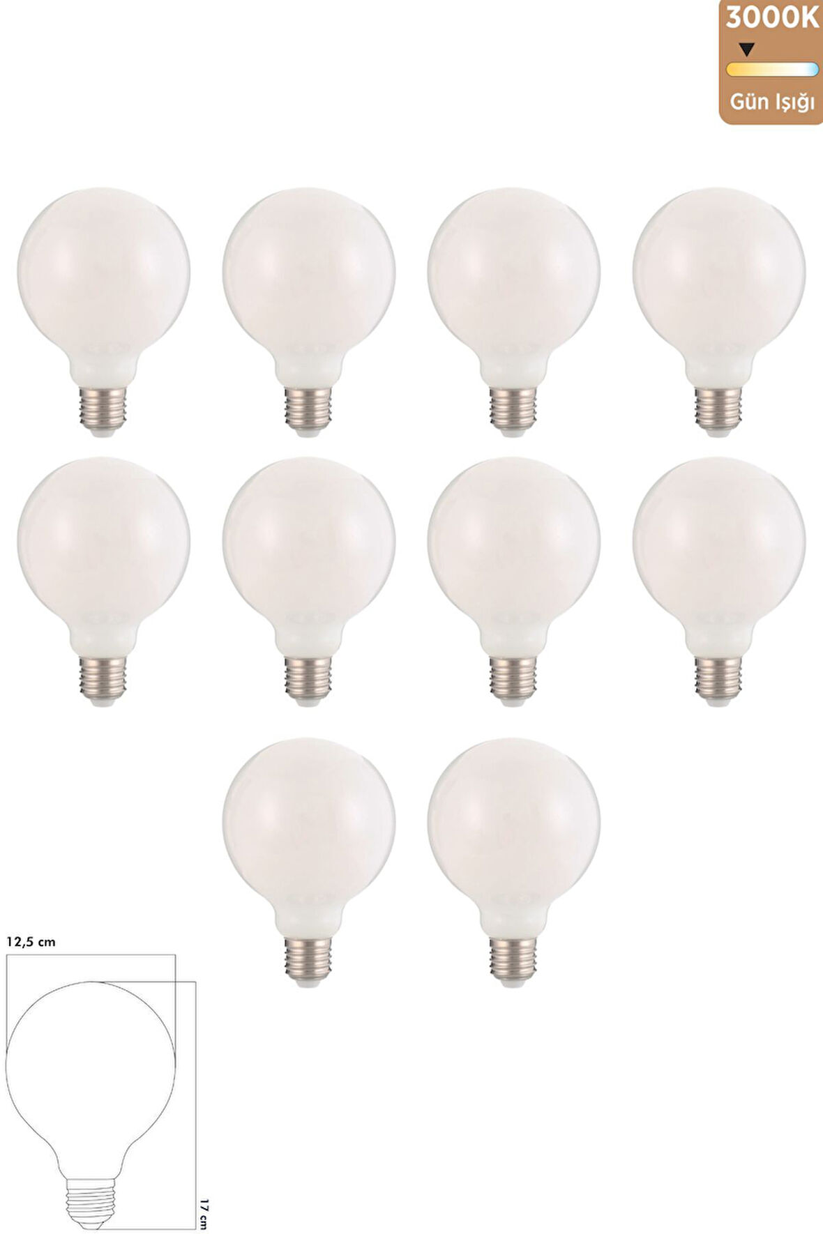 LED Ampul E27 9W 3000K Gün Işığı 10'lu ERD-233