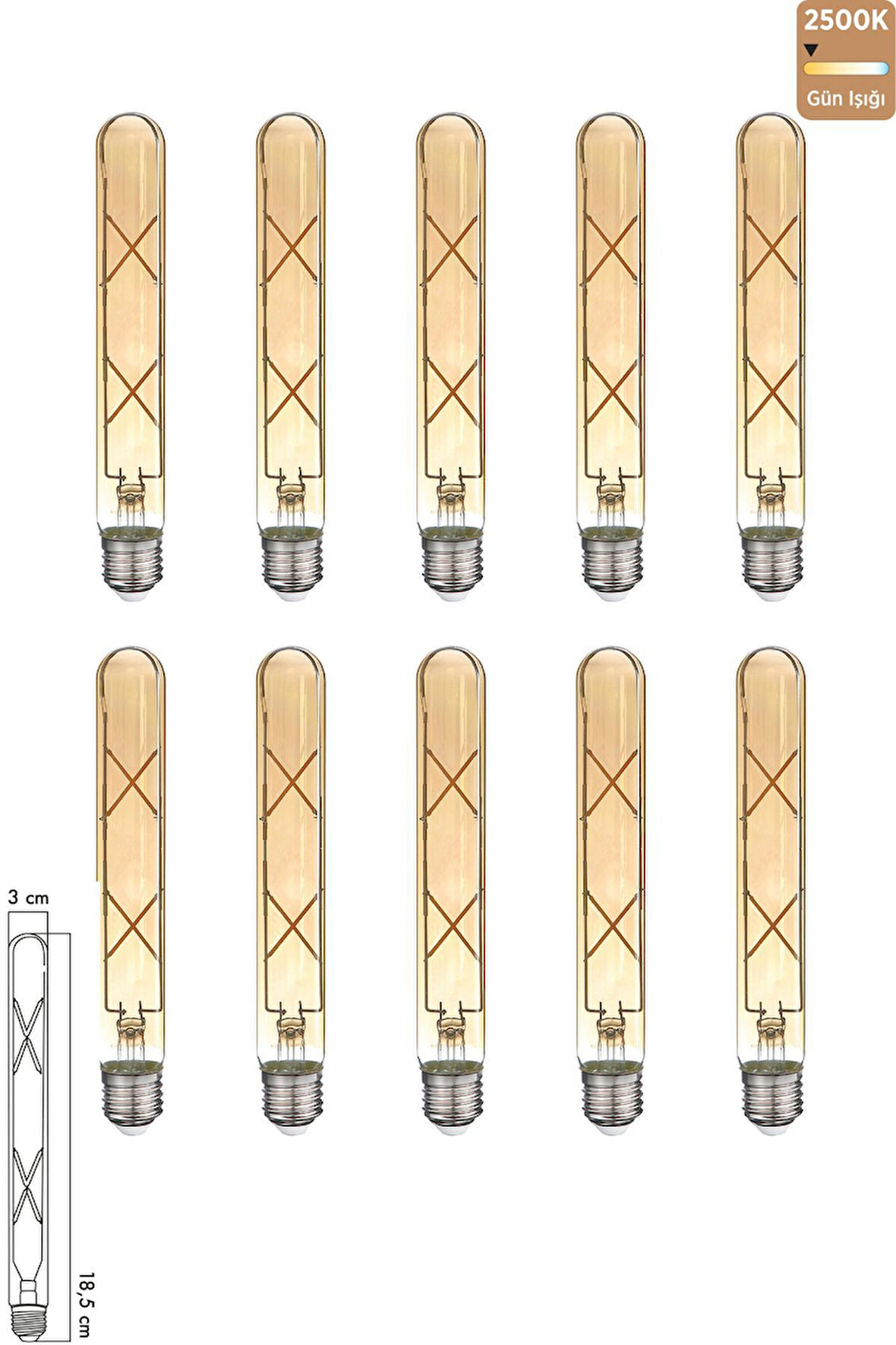 Rustik Led Ampul E27 4W 2500K Gün Işığı ERD-32 10'lu