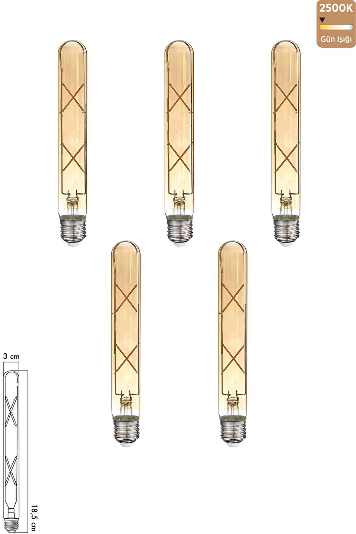 Rustik Led Ampul E27 4W 2500K Gün Işığı ERD-32 5'li