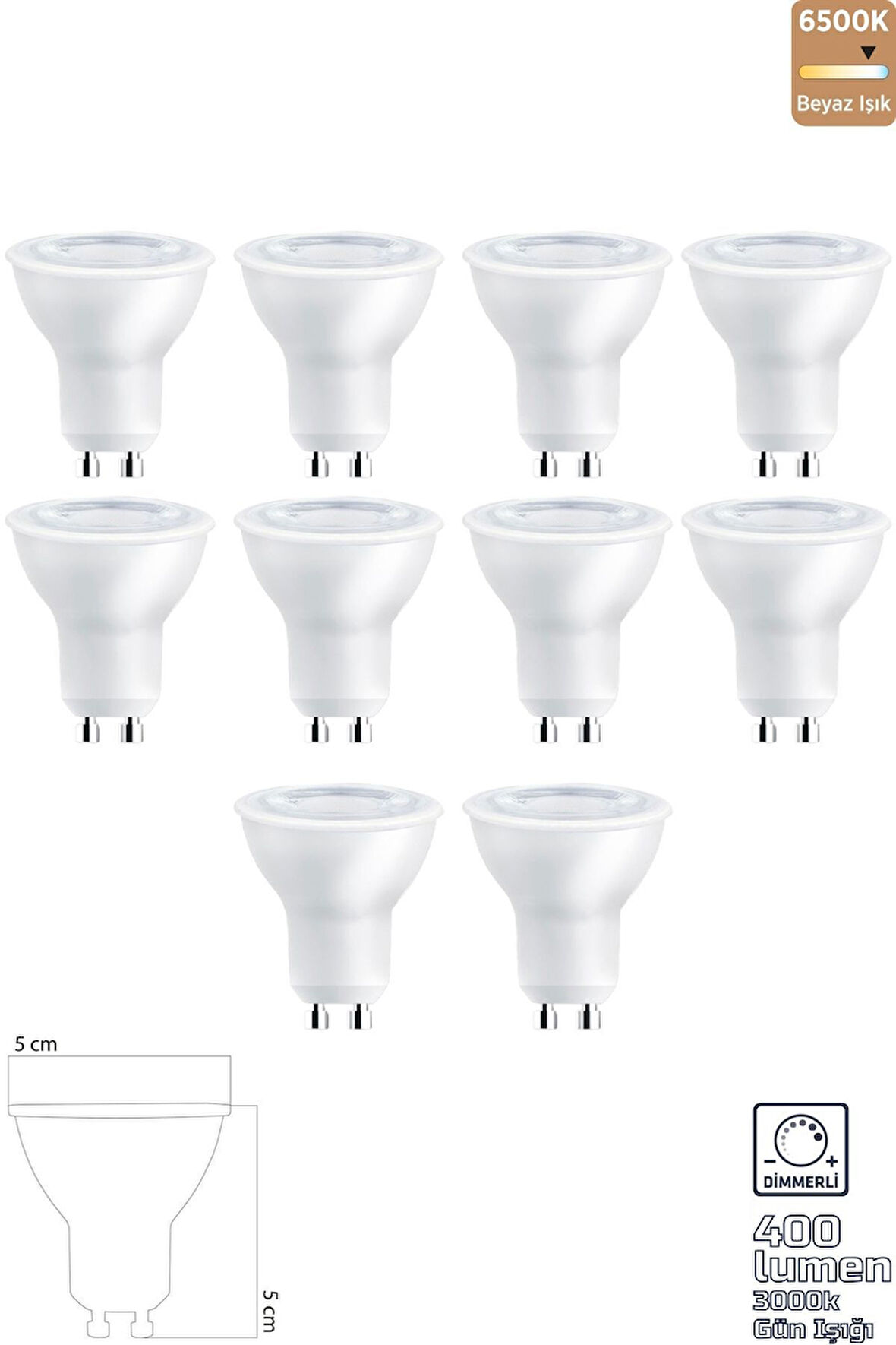 Heka GU10 220V 6W 3000k Cob LED Ampul 10'lu ERD-284