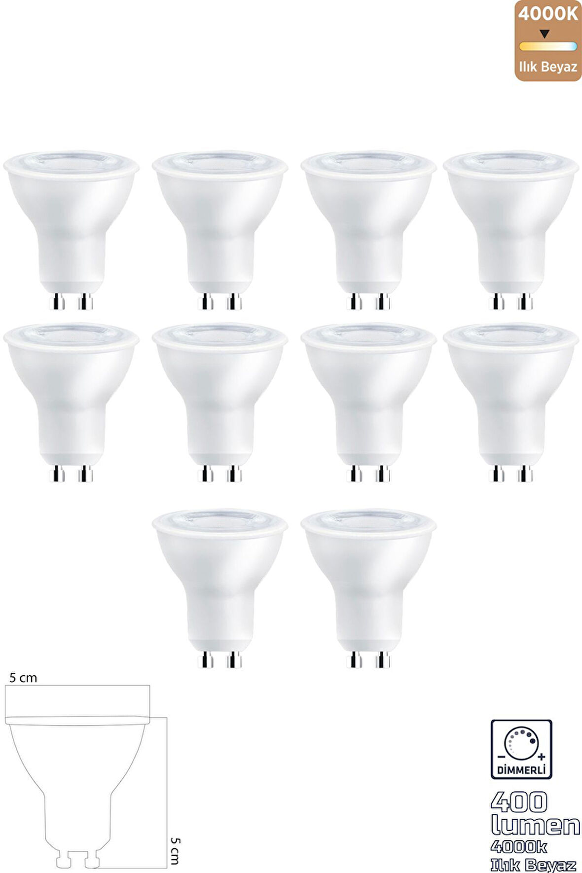 GU10 220V 6W 4000K COB LED AMPUL ERD-285 10'lu