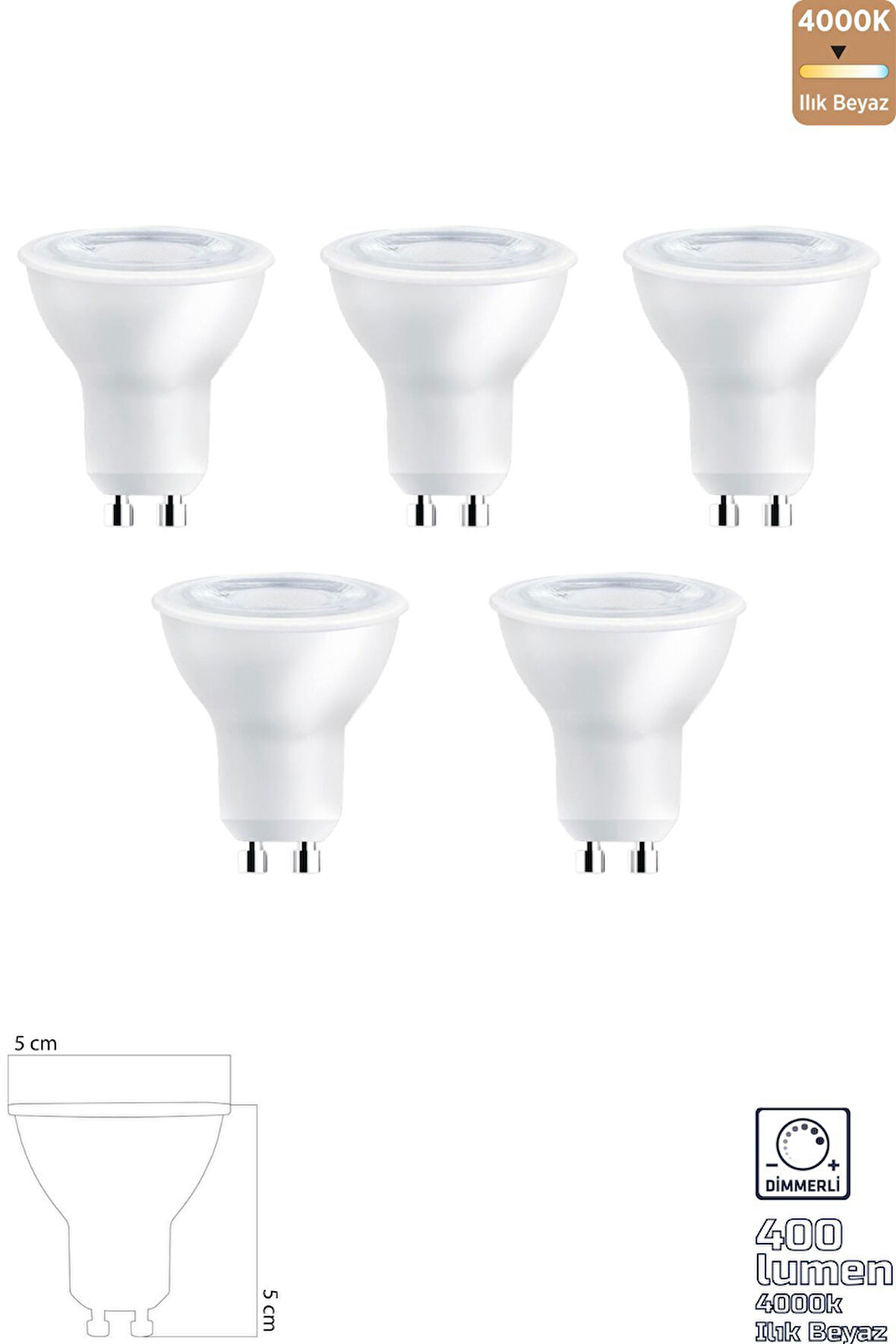 GU10 220V 6W 4000K COB LED AMPUL ERD-285 5'li