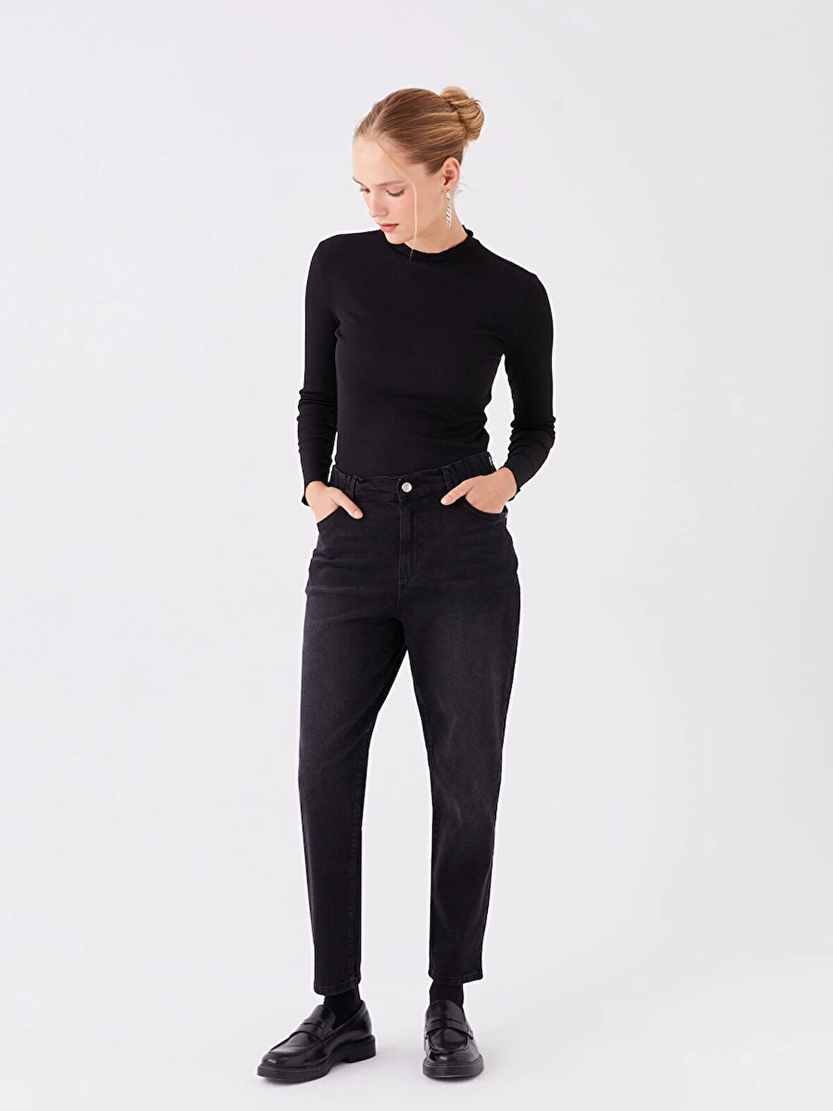 LCW Modest SİYAH Straight Fit Kadın Jean Pantolon