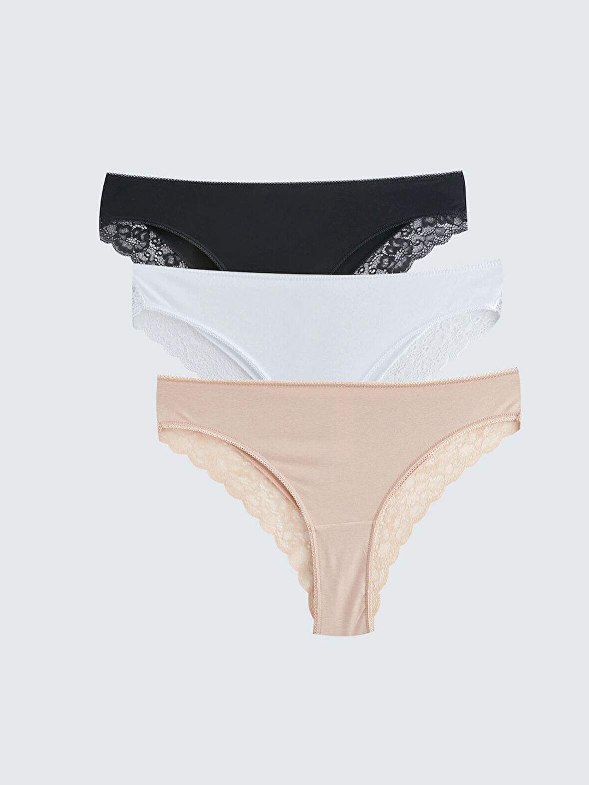 LCW DREAM Siyah Dantel Detaylı Brazilian Külot 3'lü Paket