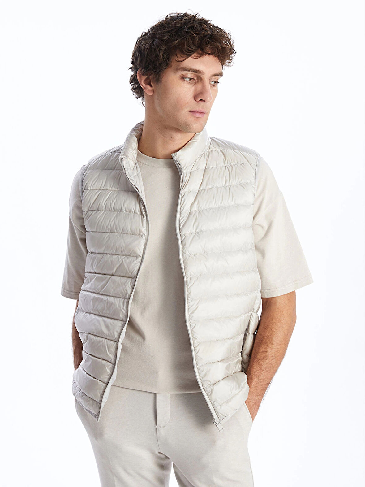 SOUTHBLUE Gri Standart Kalıp Dik Yaka Erkek Şişme Yelek