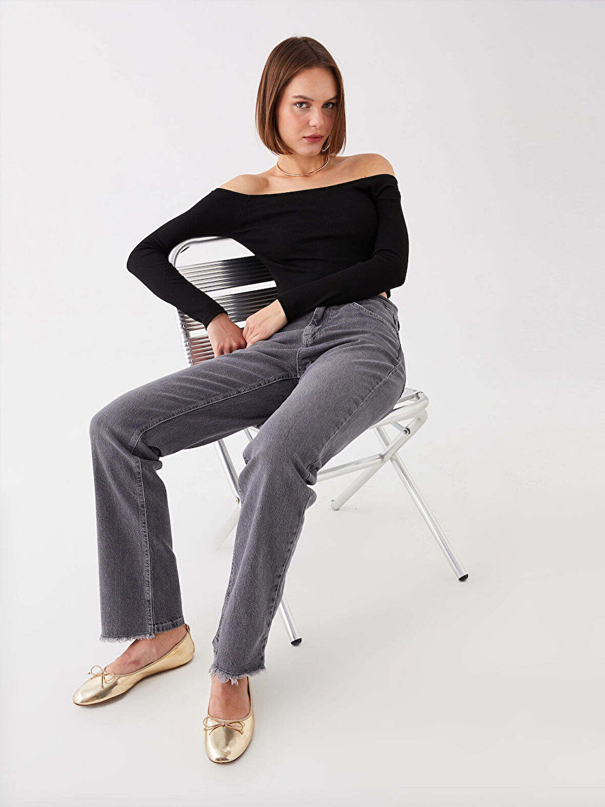 LCW Vision GRİ Straight Fit Kadın Jean Pantolon