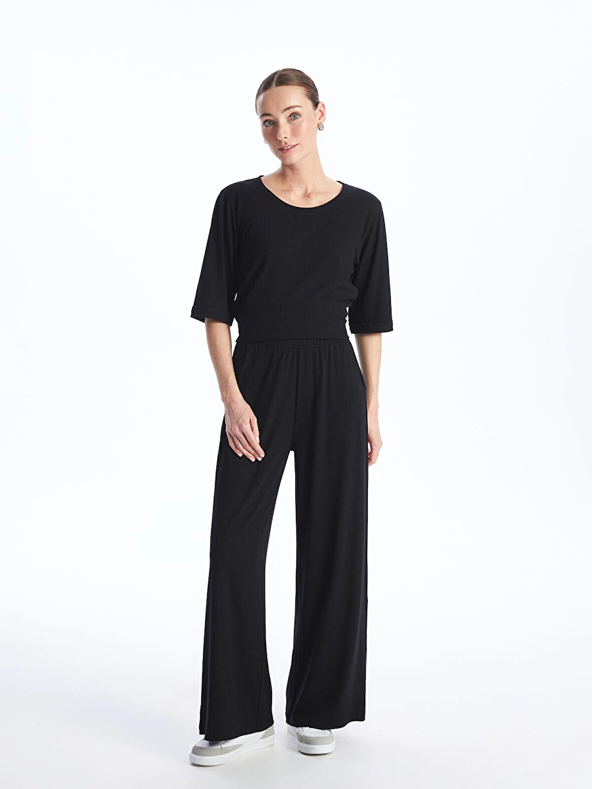 LCWAIKIKI Basic Siyah Kadın Beli Lastikli Düz Eşofman Altı