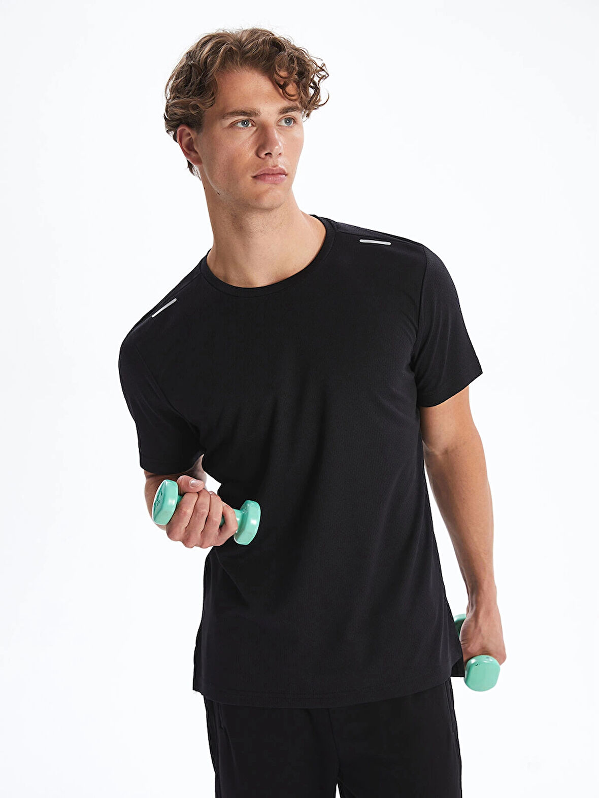 XSIDE ACTIVE Siyah DRY-TECH Bisiklet Yaka Kısa Kollu Erkek Spor Tişört