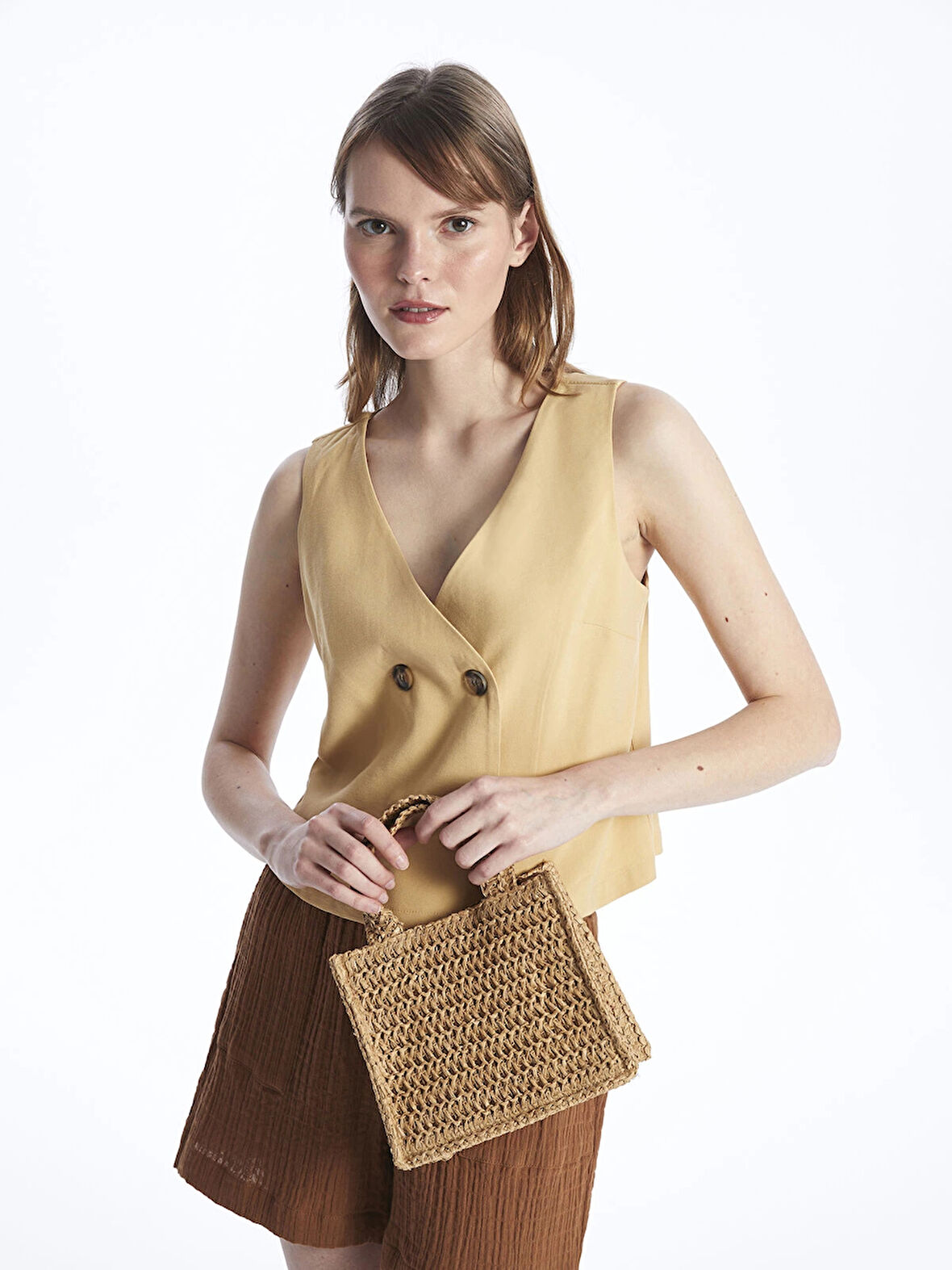 LCW ACCESSORIES KAHVERENGİ Kadın Hasır El Çantası