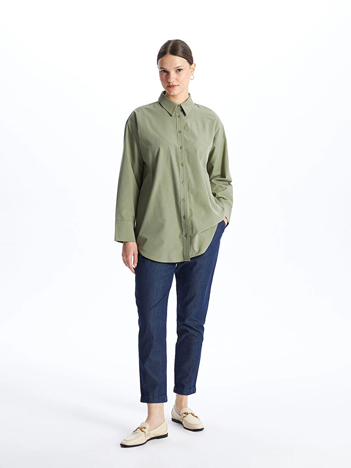 LCW Modest Indigo Beli Lastikli Carrot Fit Kadın Jean Pantolon