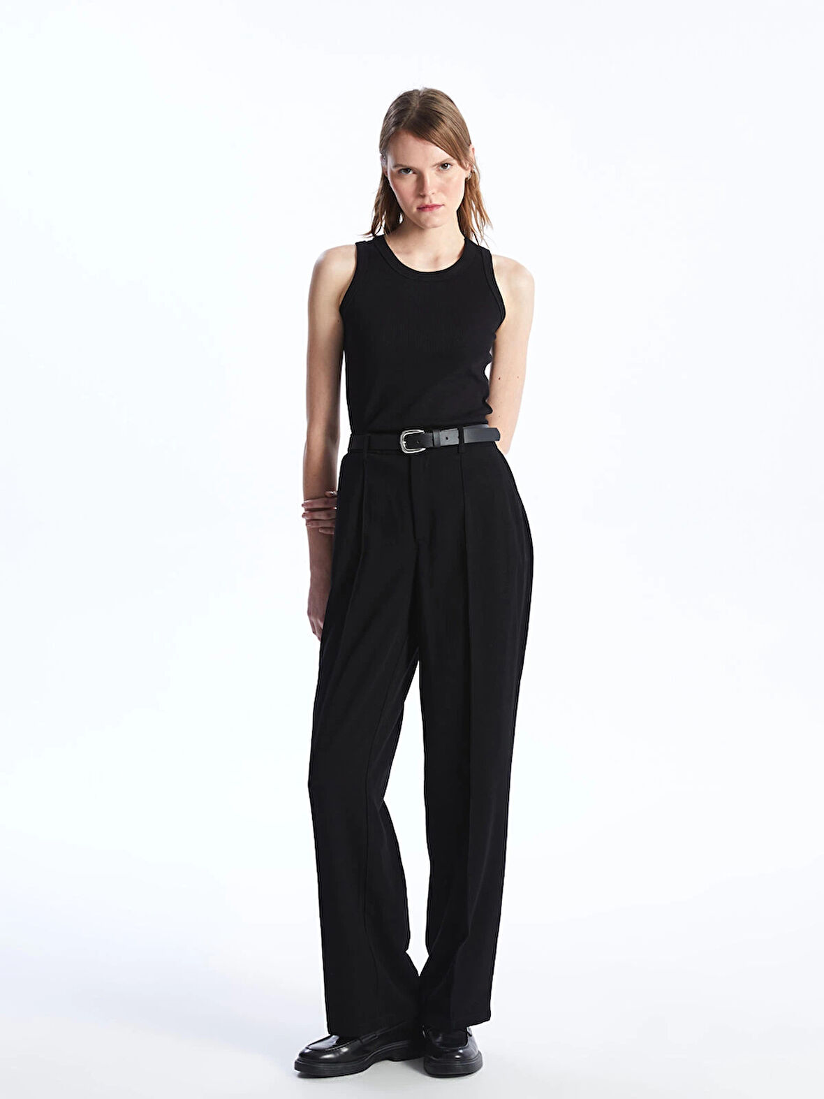 LCW Vision SİYAH Standart Fit Düz Geniş Paça Kadın Pantolon