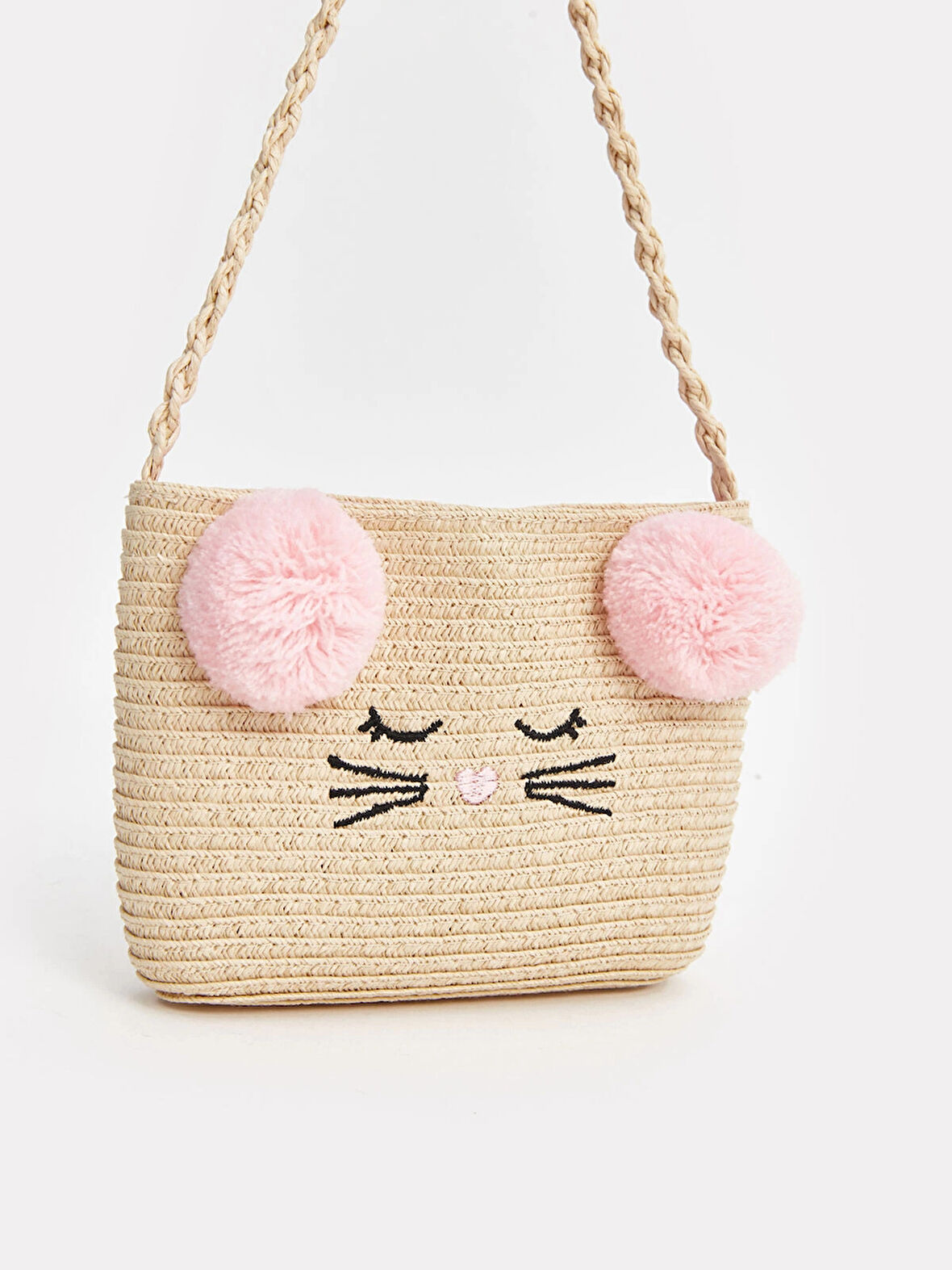 LCW ACCESSORIES BEJ Ponponlu Kız Çocuk Hasır Kol Çantası