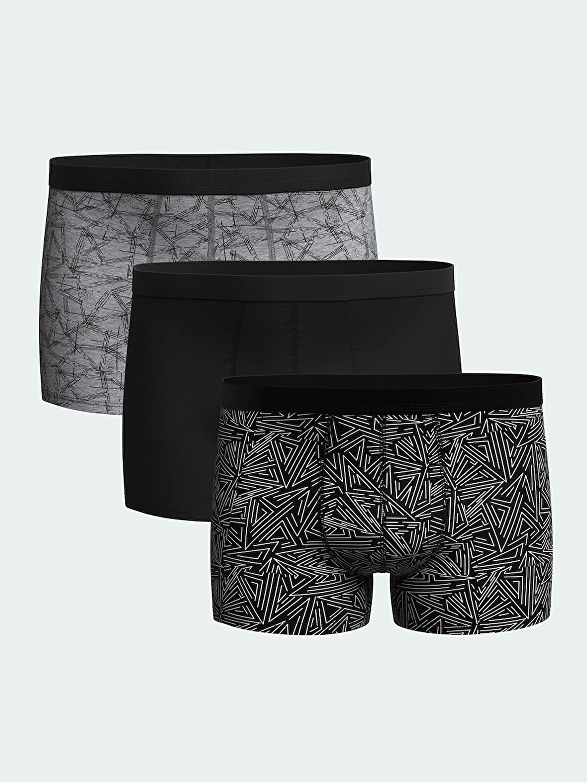 LC WAIKIKI Siyah Standart Kalıp Pamuklu Esnek Erkek Boxer 3'lü