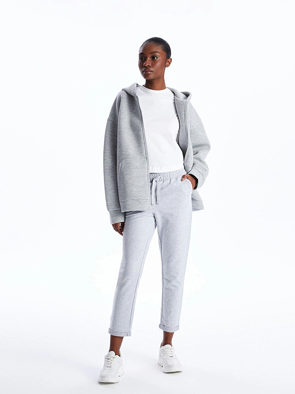 LCW Vision Gri Beli Lastikli Kadın Eşofman Altı