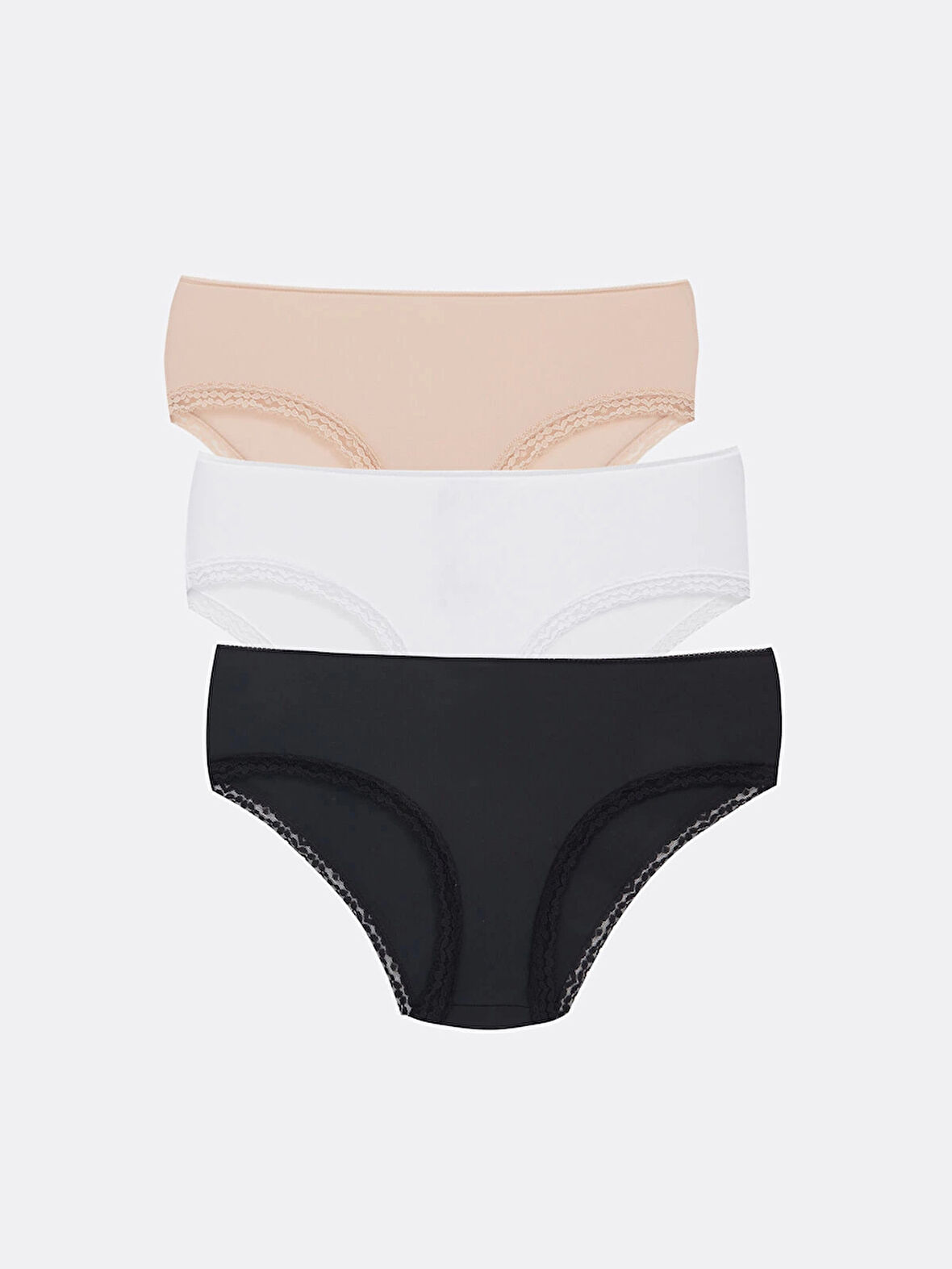 LCW DREAM SİYAH Dantel Detaylı Bikini Külot 3'lü Paket
