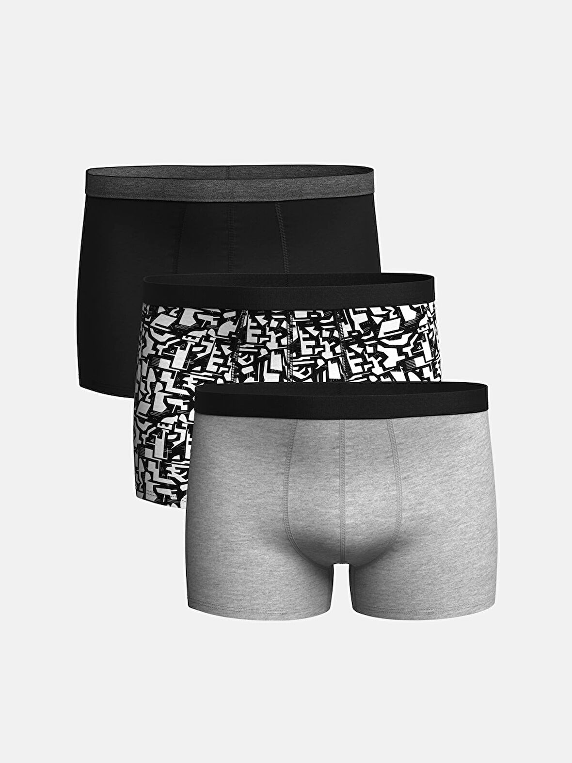 LC WAIKIKI Siyah Standart Kalıp Pamuklu Esnek Erkek Boxer 3'lü