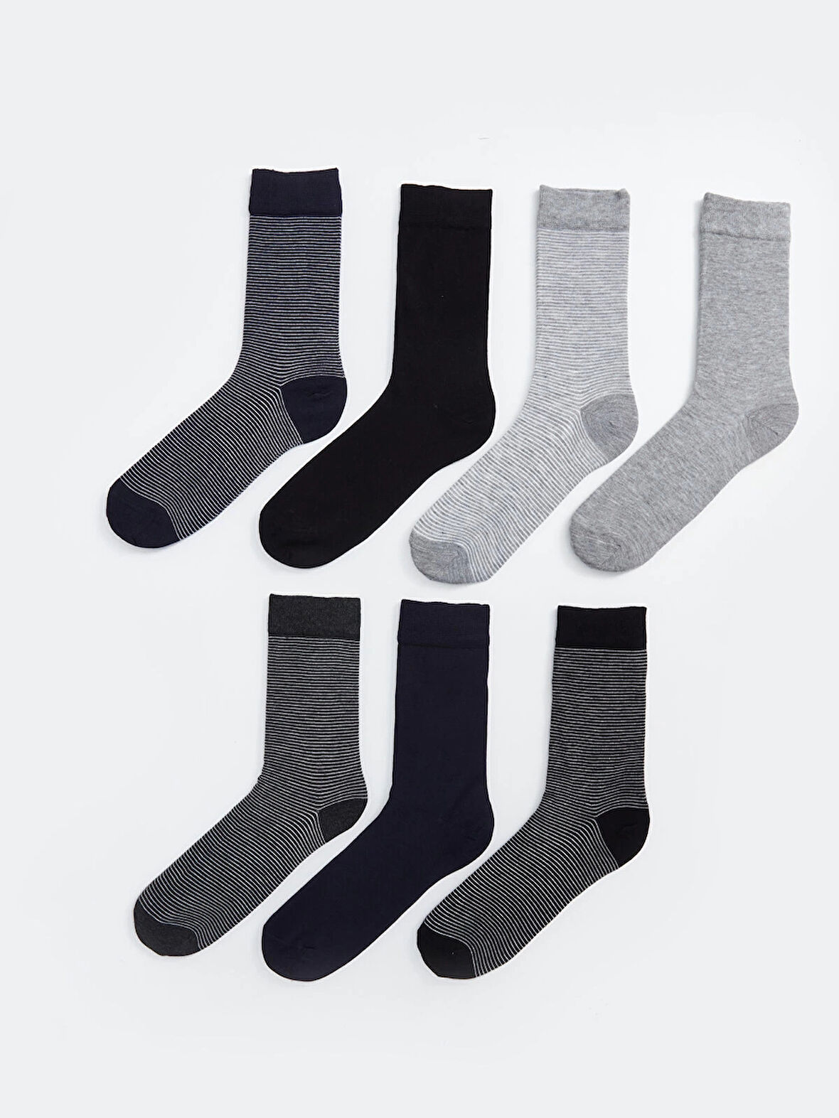 LCW ACCESSORIES Karişik Çizgili Bambu Erkek Soket Çorap 7'li