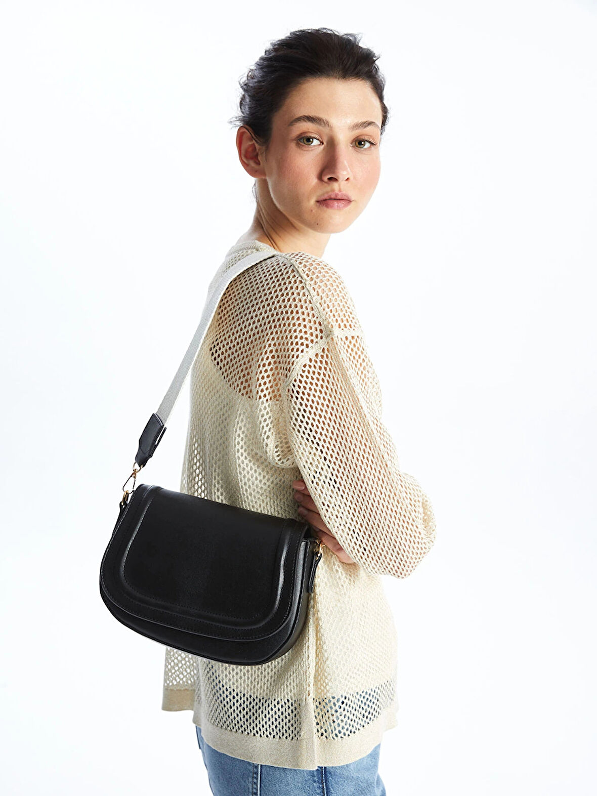 LCW ACCESSORIES SİYAH Deri Görünümlü Kadın Omuz Çantası