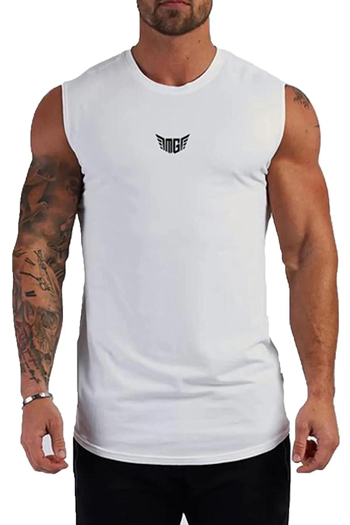 Erkek Nem Emici Hızlı Kuruma Atletik Teknik Performans Sporcu Sıfır Kol T-shirt MG-ATLET