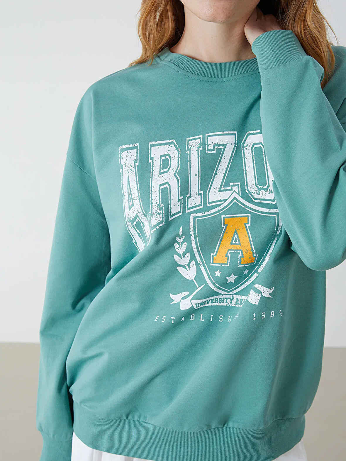 Bisiklet Yaka Baskılı Kadın Sweatshirt_W4LB83Z8-DBV_8684142311228_M