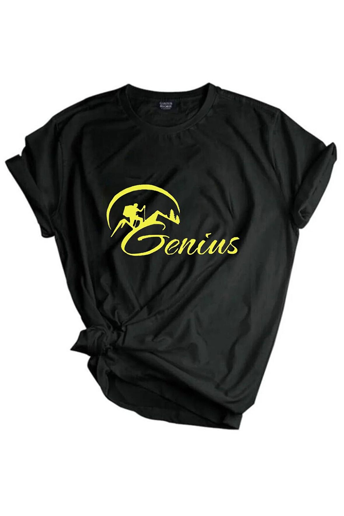 Store Unisex Baskılı Tişört Outdoor Sport T-shirt GENIUS SİYAH