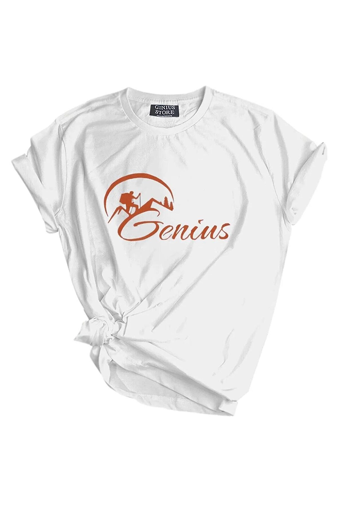 Store Unisex Baskılı Tişört Outdoor Sport T-shirt GENIUS BEYAZ