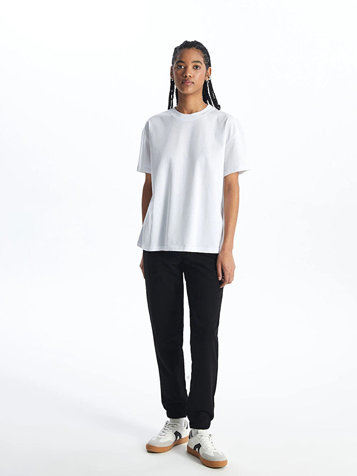 XSIDE Siyah Kadın Beli Lastikli Düz Jogger Eşofman Altı