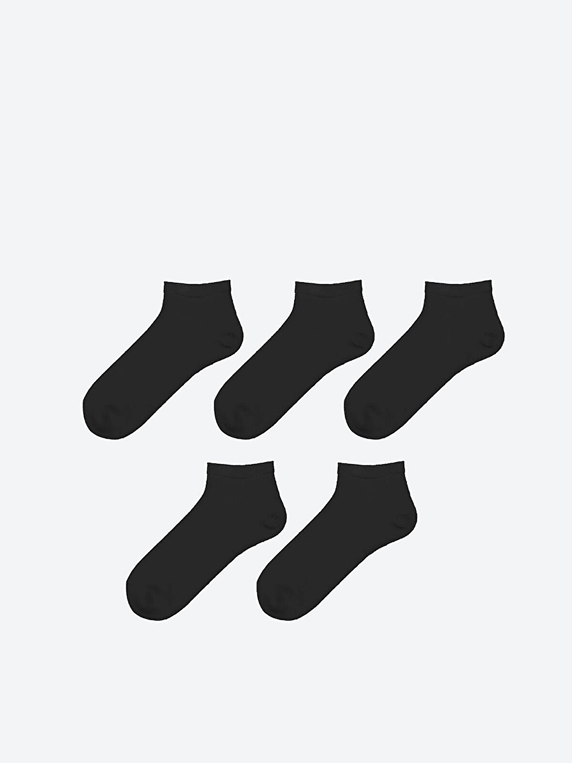 LCW ACCESSORIES Siyah Bambu Erkek Patik Çorap 5'li