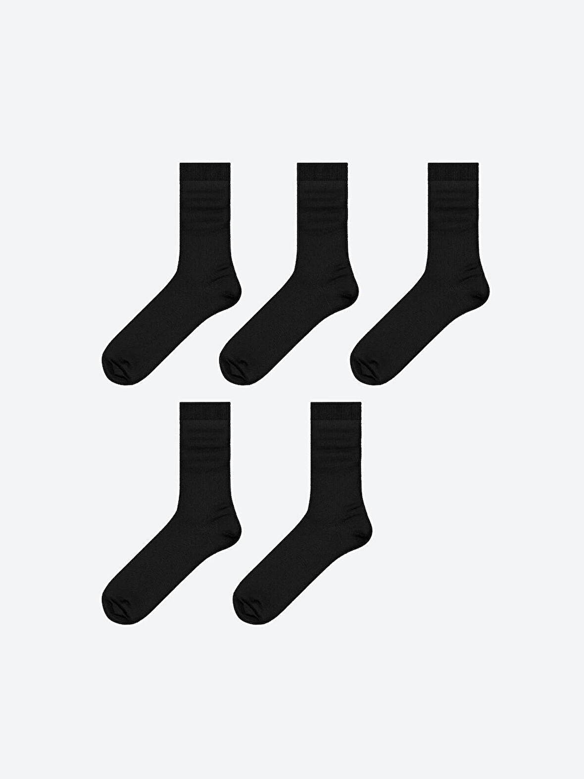 LCW ACCESSORIES Siyah Bambu Erkek Soket Çorap 5'li