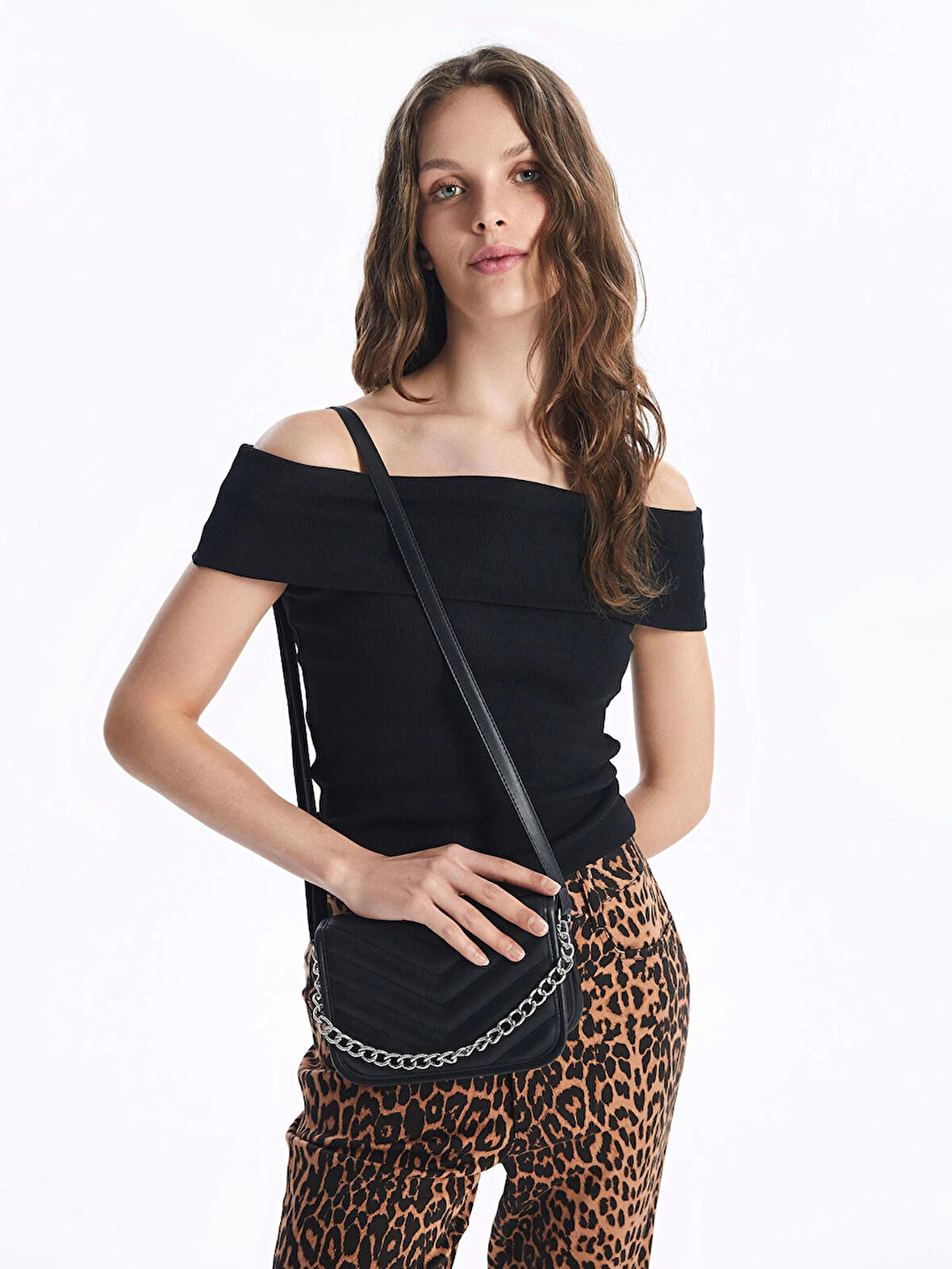LCW ACCESSORIES SİYAH Deri Görünümlü Kadın Omuz Çantası