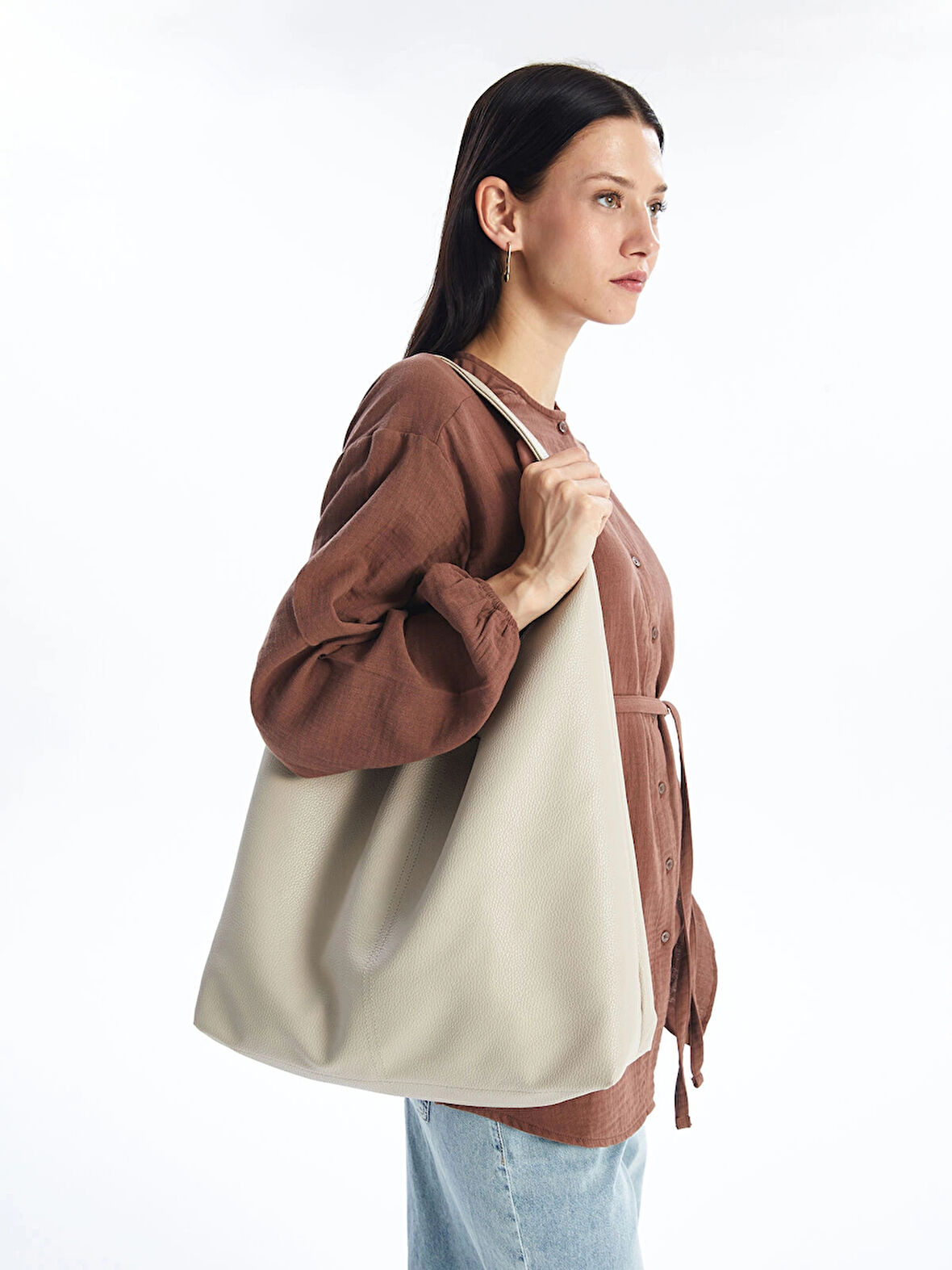 LCW ACCESSORIES BEJ Deri Görünümlü Kadın Kol Çantası