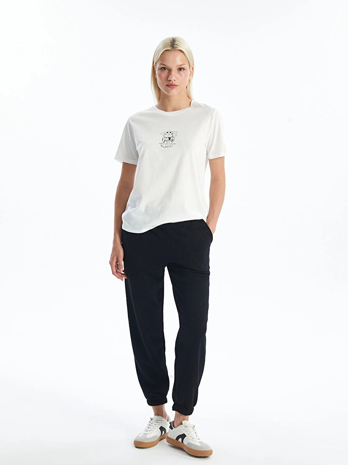 LCW Vision Siyah Kadın Beli Lastikli Düz Jogger Eşofman Altı