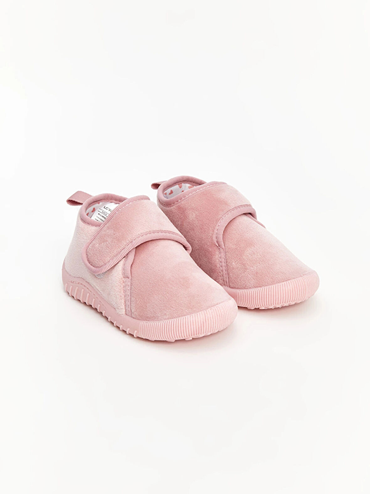 LCW STEPS Pembe Cırt Cırtlı Kadife Kız Bebek Panduf