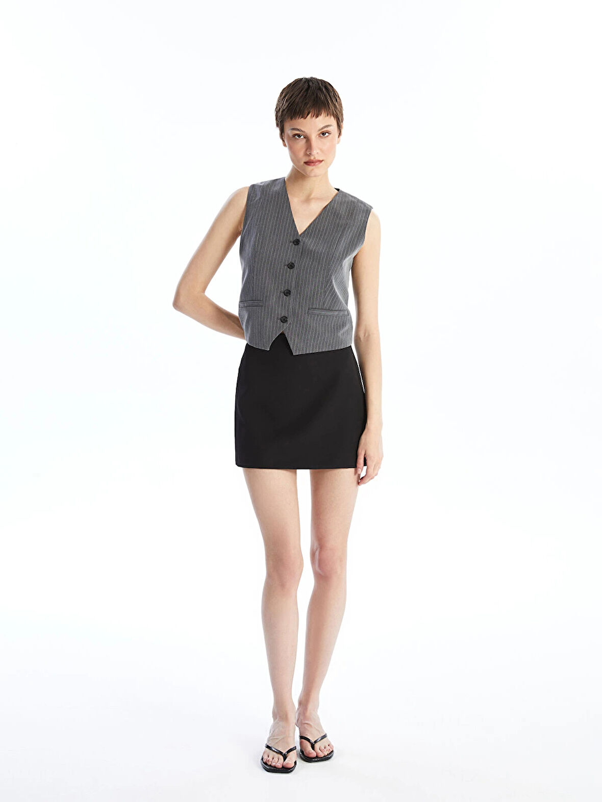 LCW Vision SİYAH Kadın Dar Fit Düz Etek