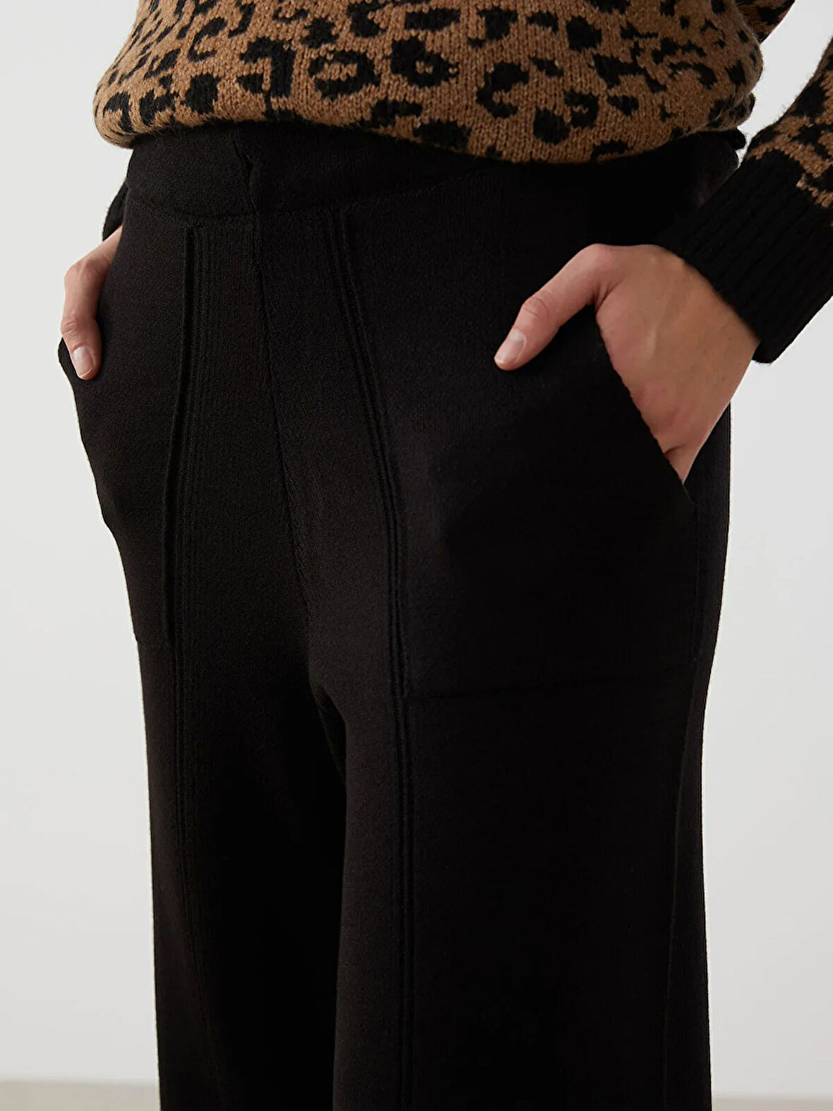 Beli Lastikli Kadın Triko Pantolon_W42054Z8-RQL_8684145198857_M