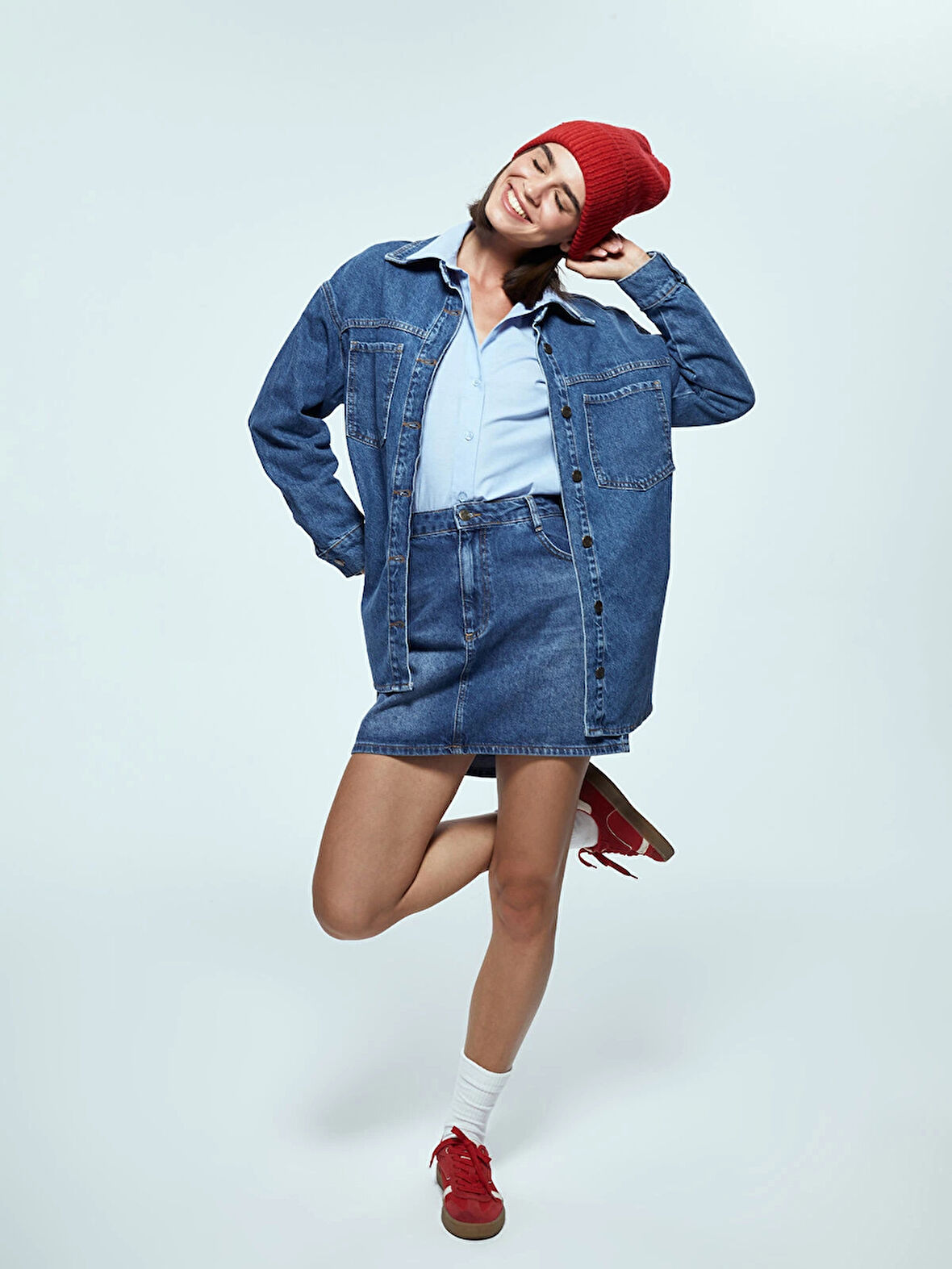 LCW Vision İNDİGO Standart Fit Kadın Jean Etek