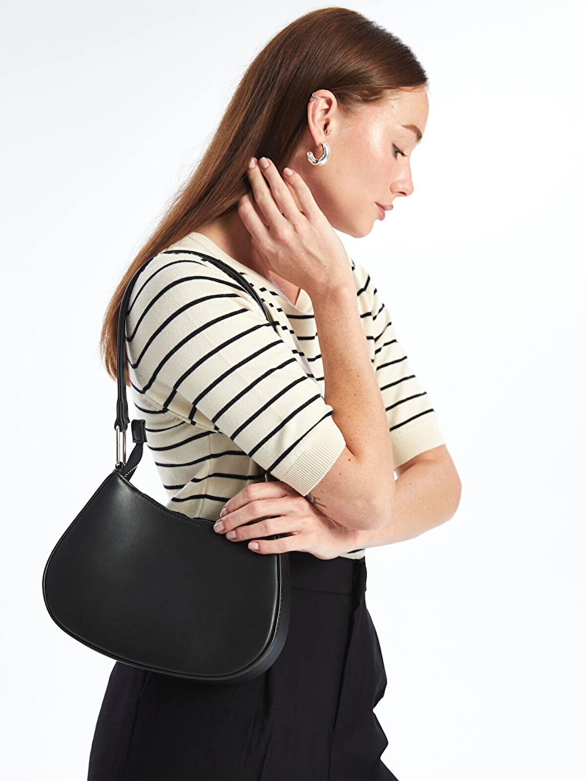 LCW ACCESSORIES SİYAH Deri Görünümlü Kadın El Çantası