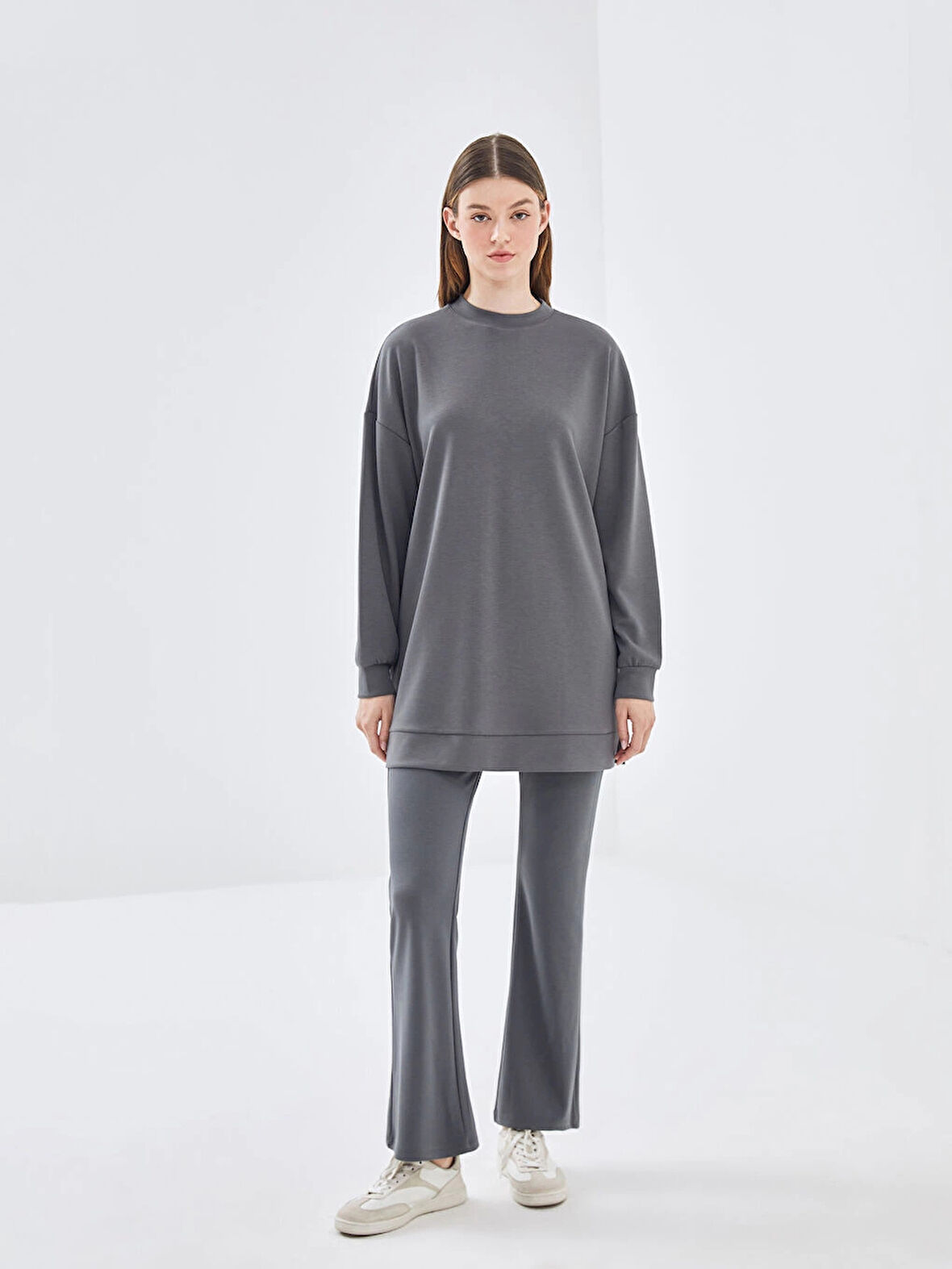 LCW Modest Gri Beli Lastikli İspanyol Paça Kadın Eşofman Altı