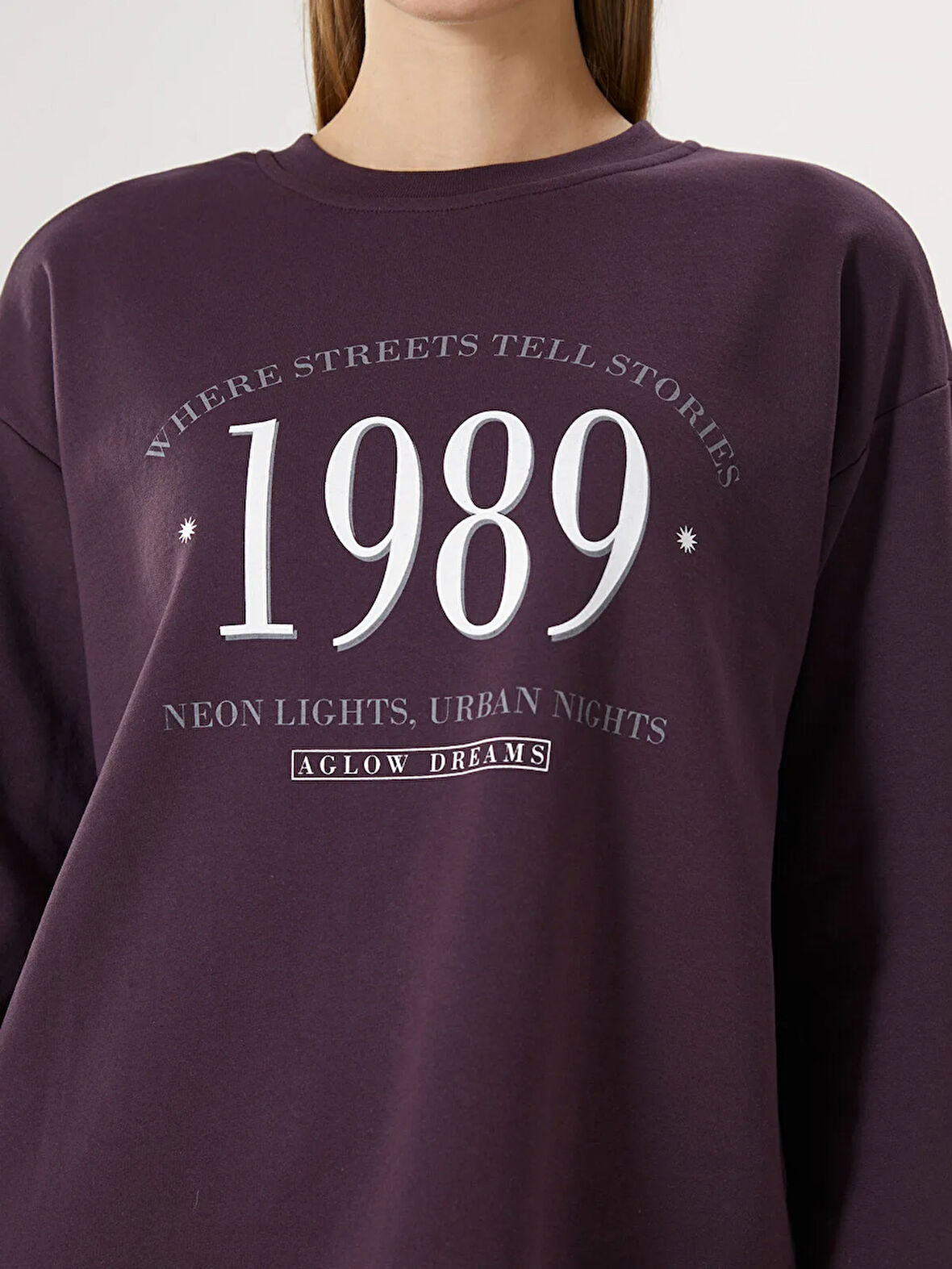 Bisiklet Yaka Baskılı Kadın Sweatshirt_W4LC12Z8-HPU_8684146086849_XL