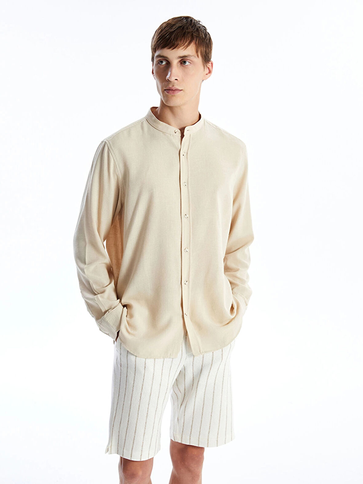 LCW Vision Bej Regular Fit Uzun Kollu Erkek Gömlek